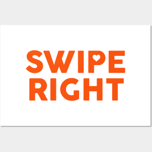 Swipe Right: Funny Orange Dating Typography Design Posters and Art